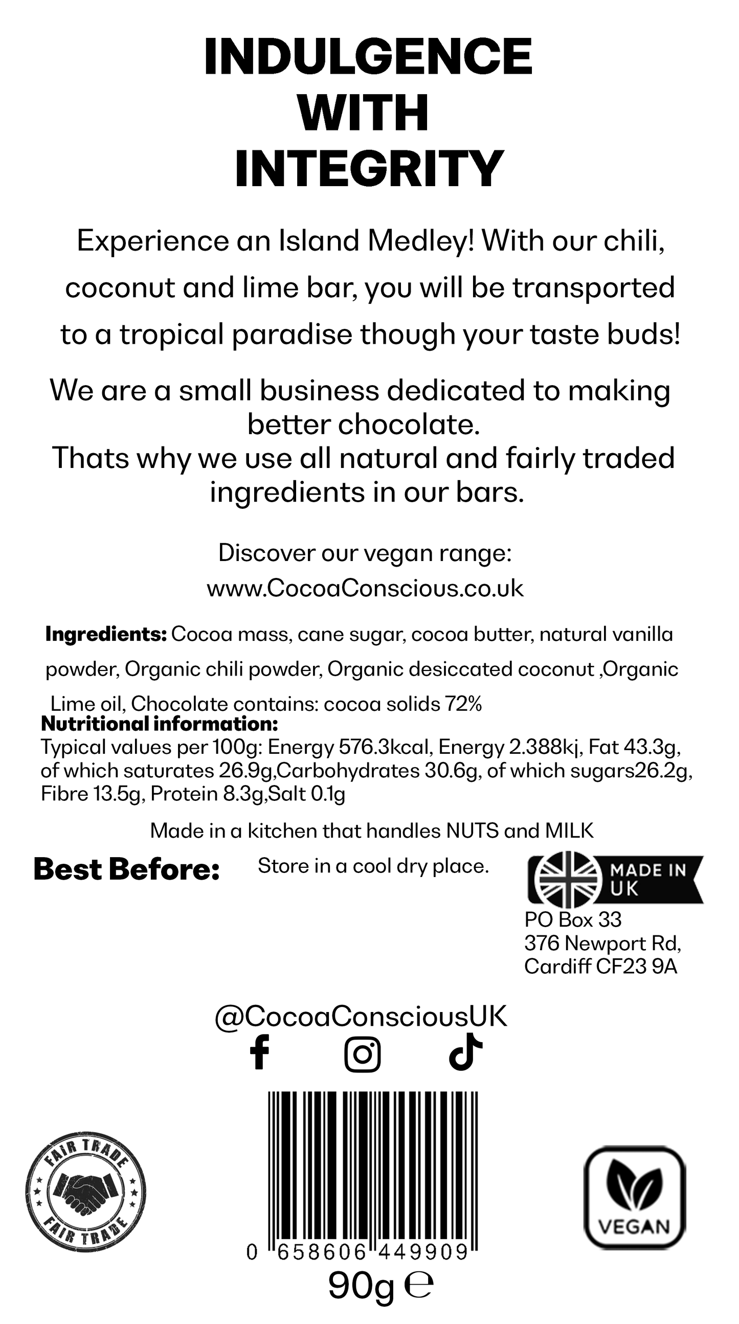 Island Medley Dark Chocolate bar 90g