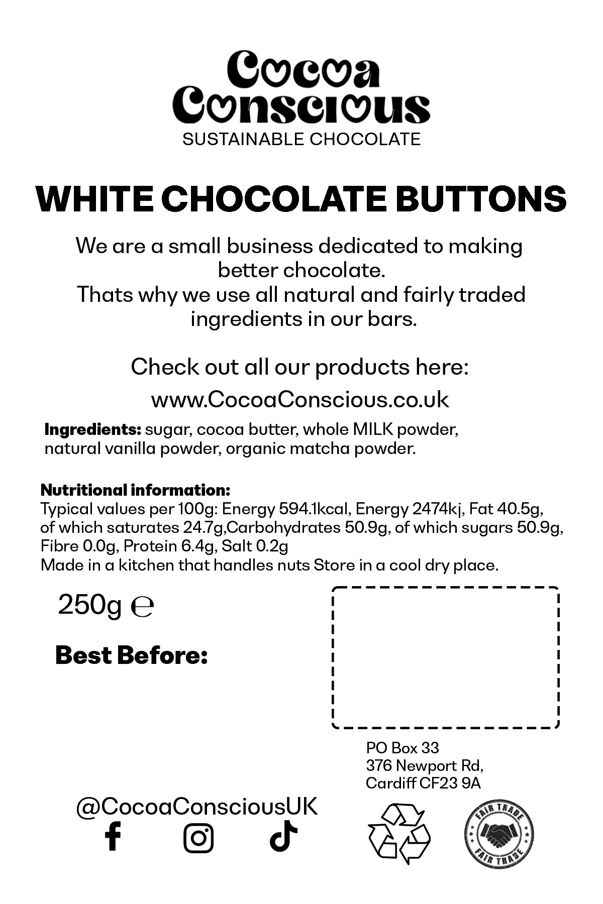 White Chocolate buttons 250g